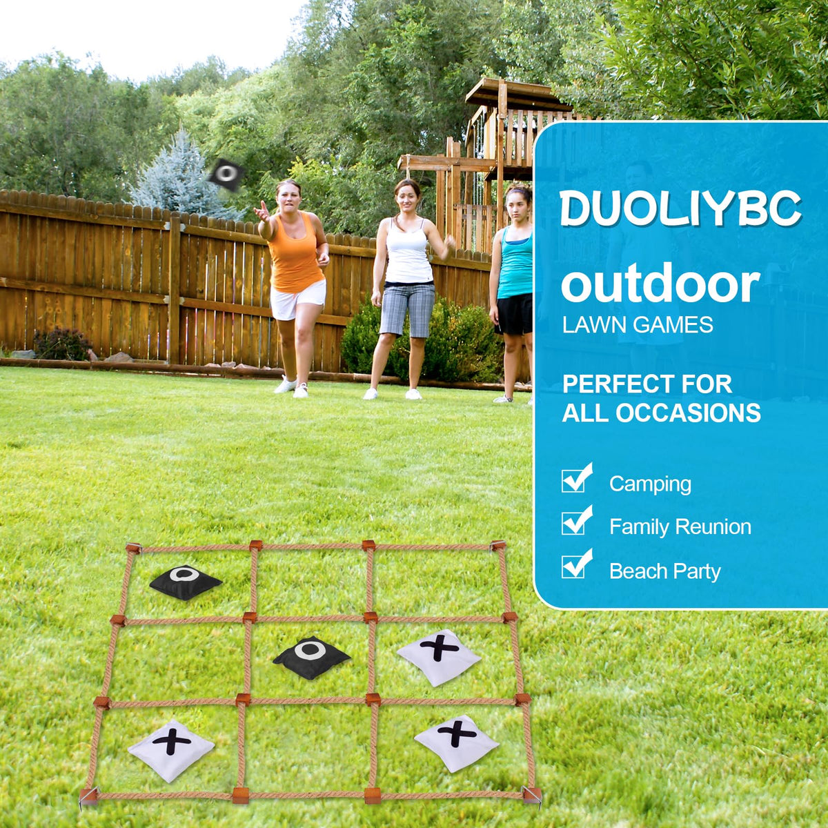 DUOLIYBC wooden frame of the giant tic tac toe game.