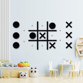 DUOLIYBC Magnetic Tic Tac Toe wall-mount front view with modern decor and fun.