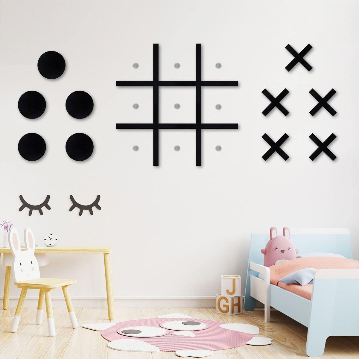 DUOLIYBC Magnetic Tic Tac Toe black finish complements modern interiors.