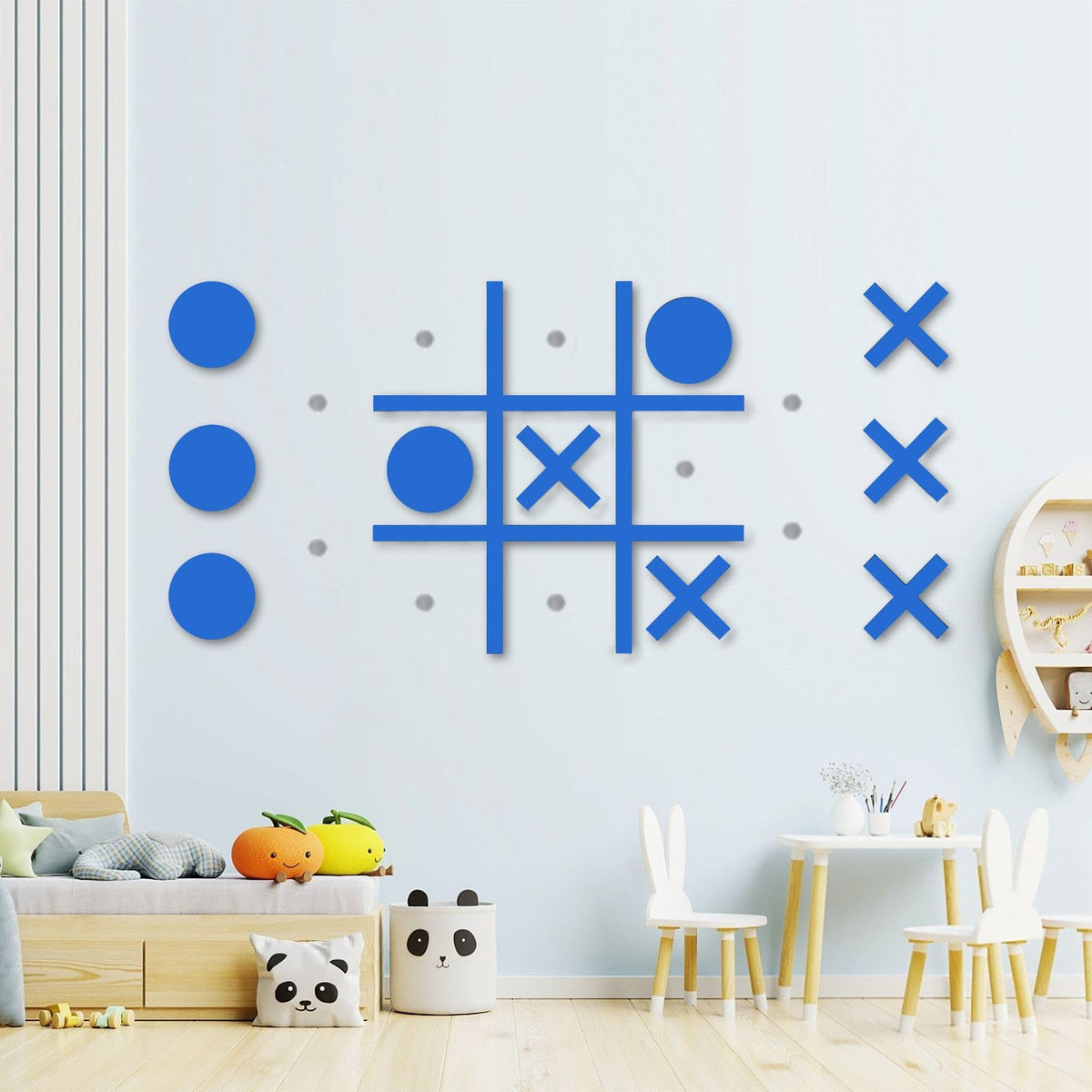 DUOLIYBC Magnetic Tic Tac Toe wall-mount blue for family fun and space-saving decor