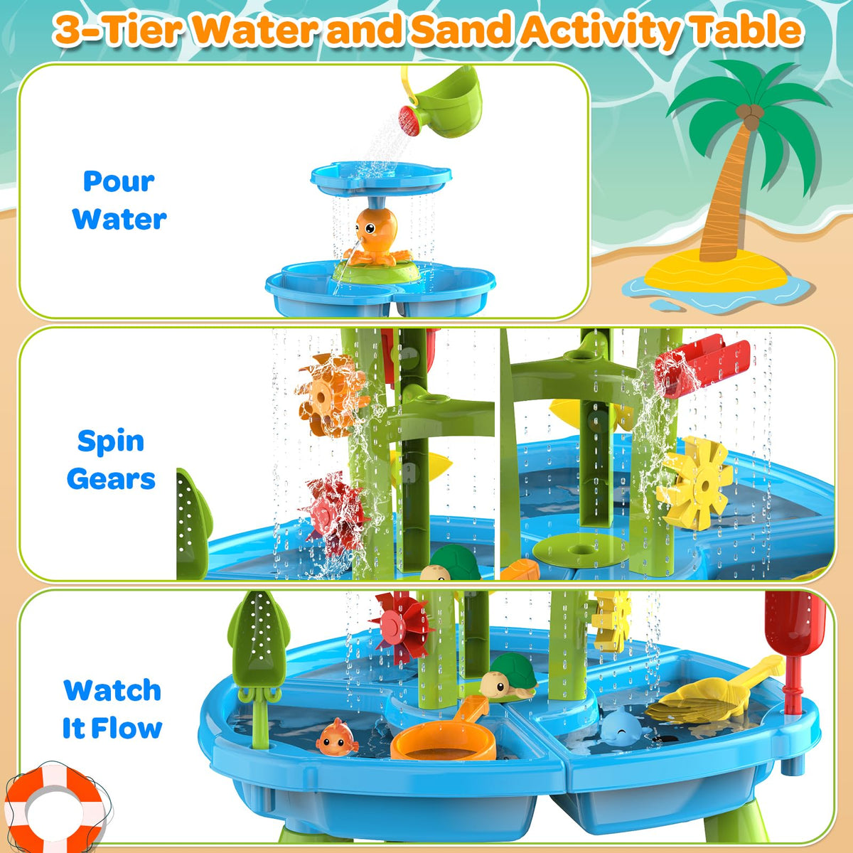 DUONIZAY backyard-friendly water sand table supports sensory exploration and cooperative play.