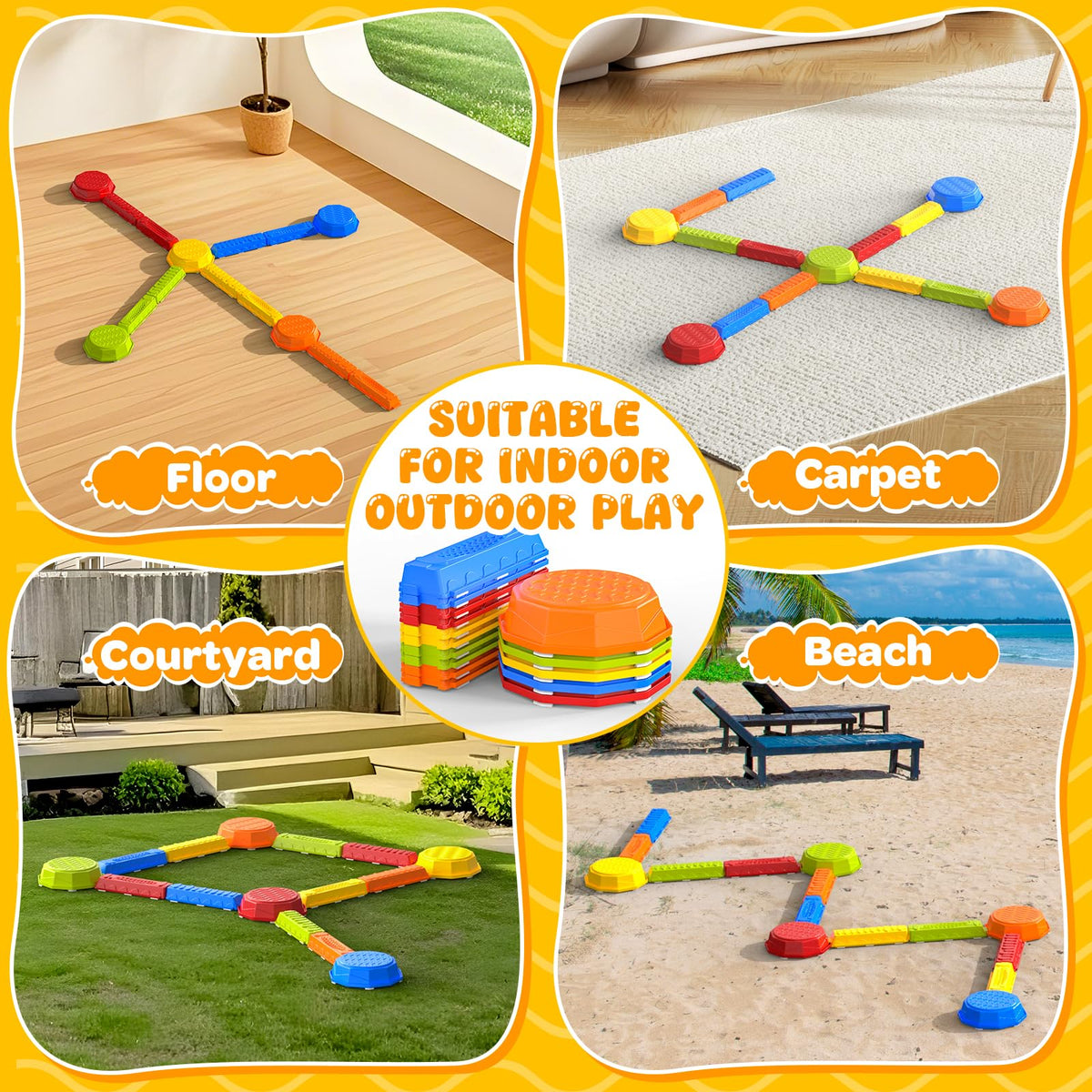 DUONIZAY Rainbow stepping stones game cards add interactive challenges