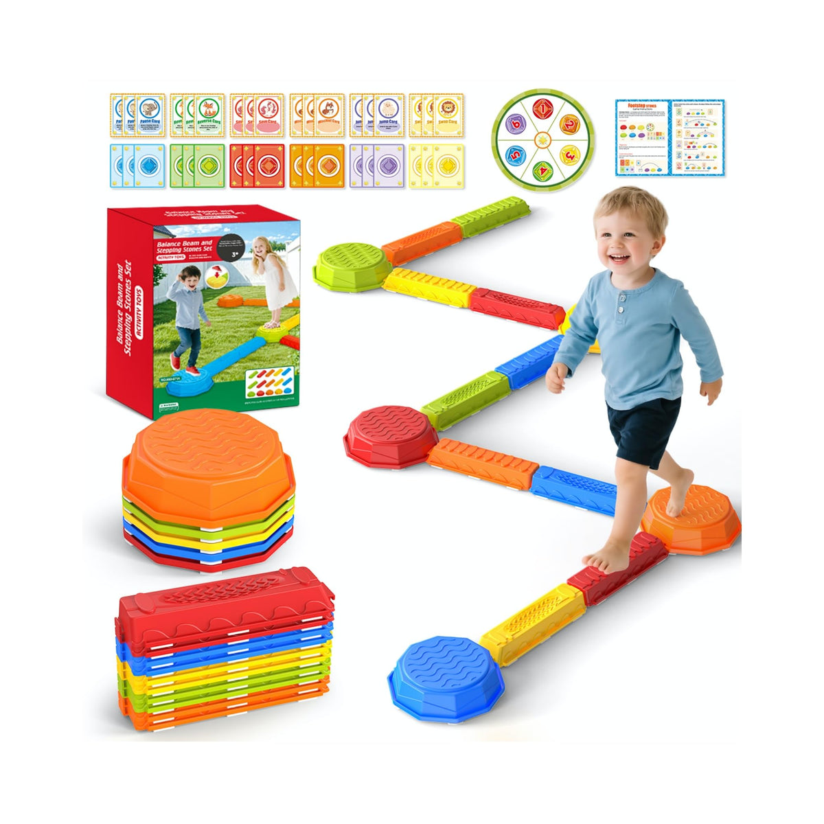 DUONIZAY Rainbow stepping stones red stone for balance play and colorful activity
