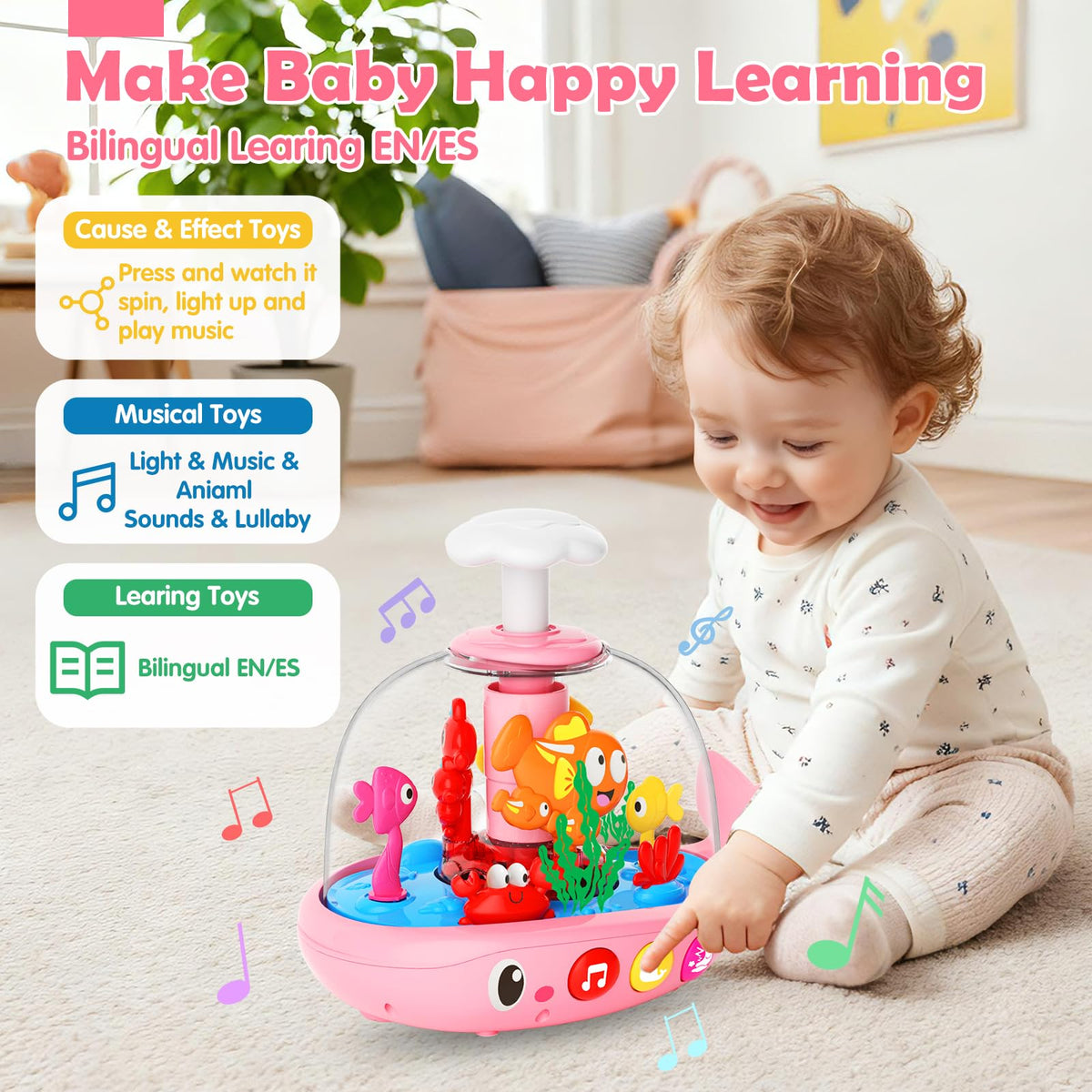 DUPHLAGT tummy-time play promotes reaching and visual tracking.
