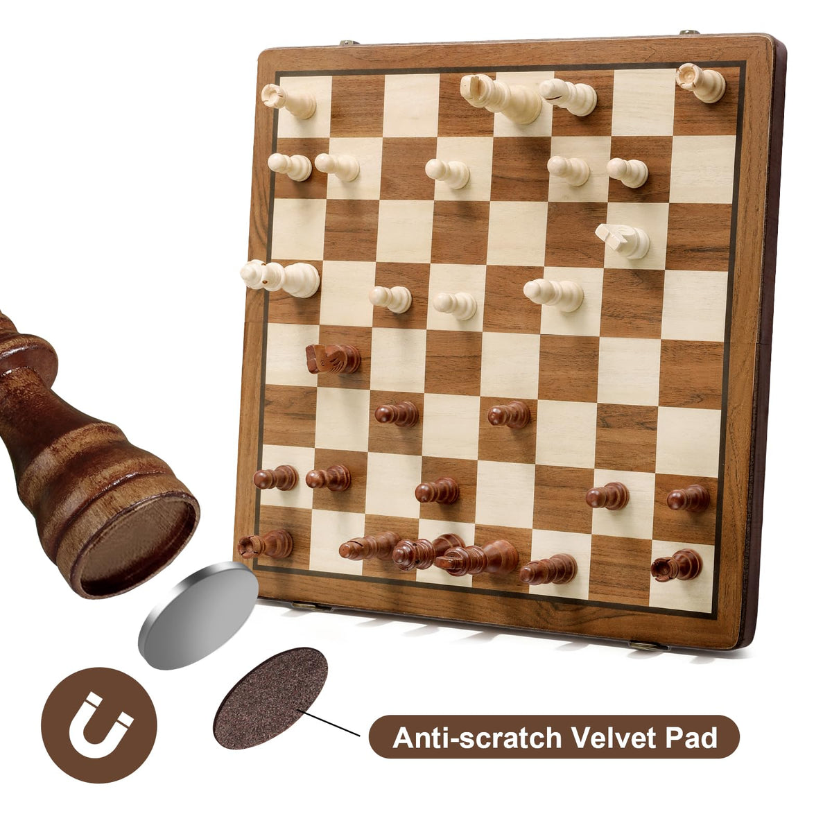 Durpeak travel chess board open showing playing area