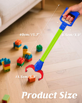 Duseu claw grabber toy in action showing long reach.