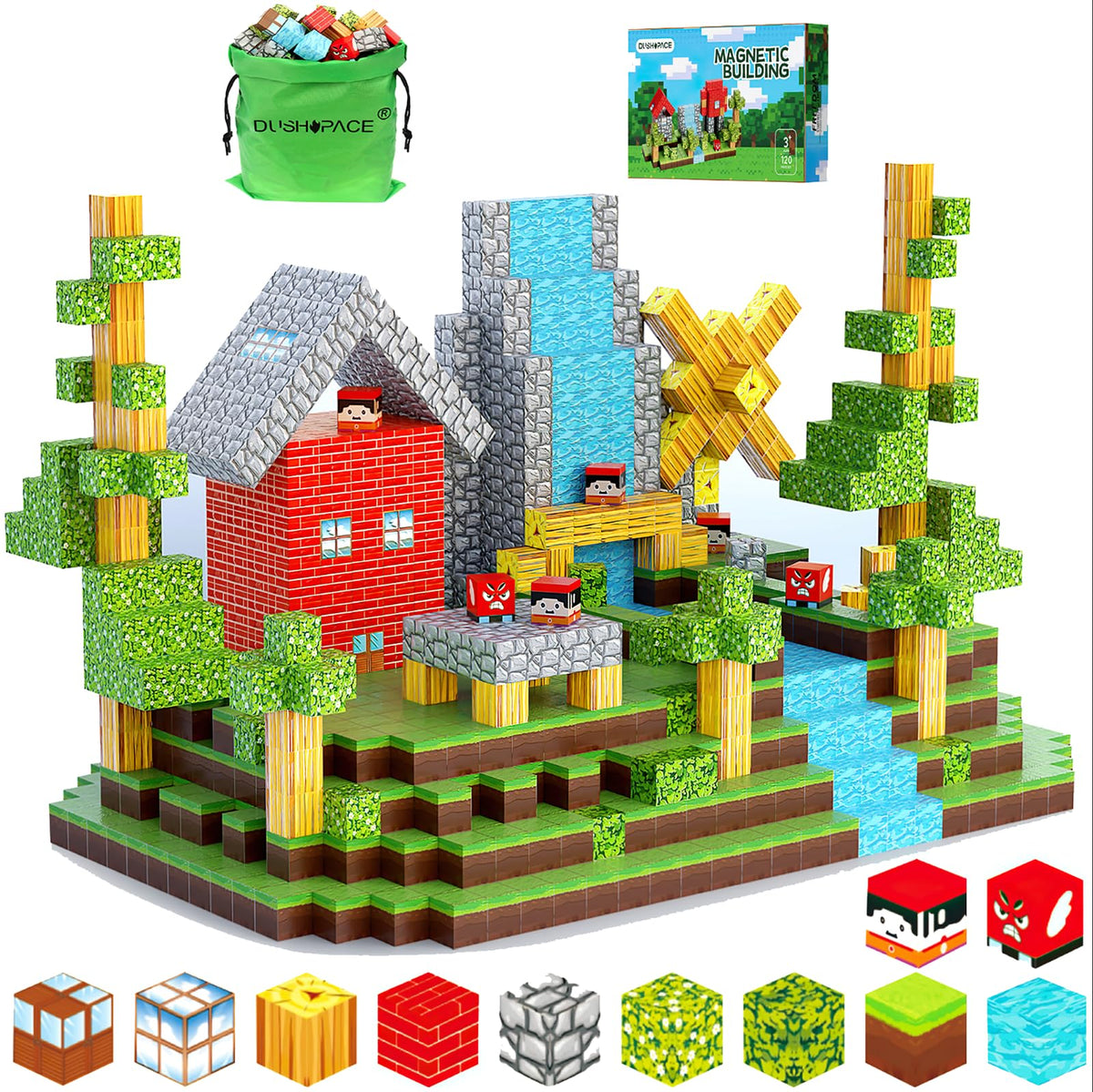 DUSH PACE Forest World magnetic blocks for imaginative building play.