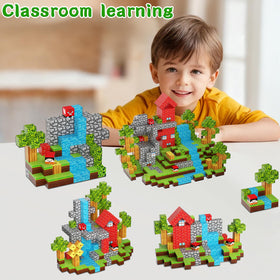 DUSH PACE Kids build architectural designs with vibrant magnetic blocks.