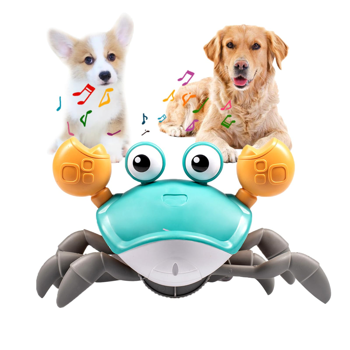 Dusja Escaping Crab Dog Toy with music control and lights sparks interactive play