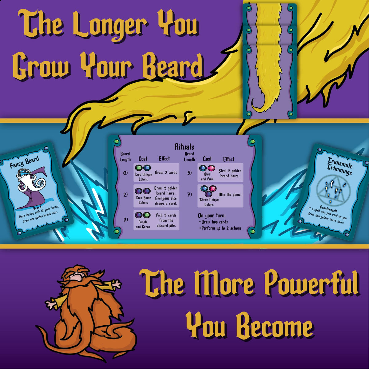 Artifact cards being wielded for dramatic grooming magic during play.