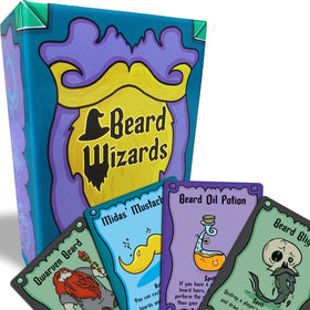 The Dusty Tophat Beard Wizards card game box ready for epic beard battles during game night.