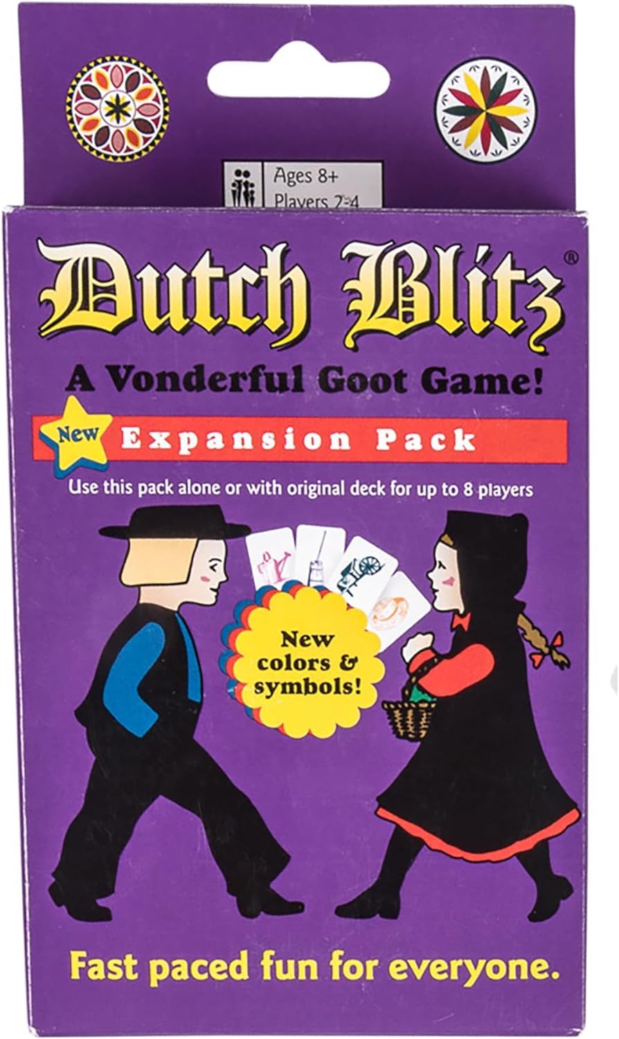 Dutch Blitz expansion pack cards illustrating extra colors for larger games