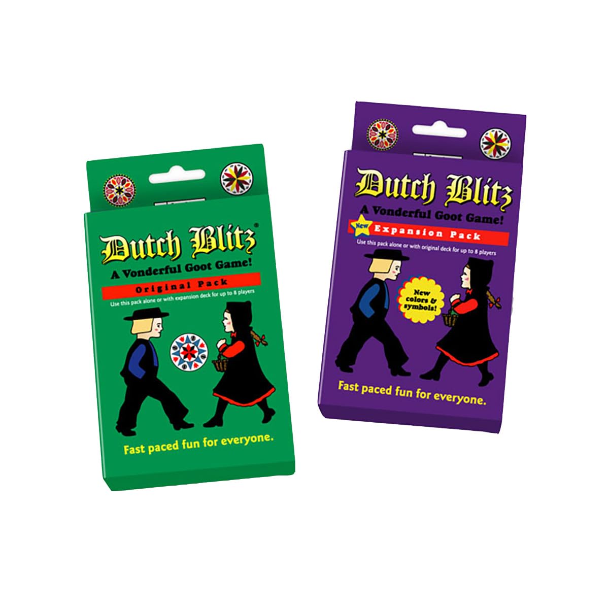 Dutch Blitz Original and Purple Expansion combo box front, ready for fast-paced family play