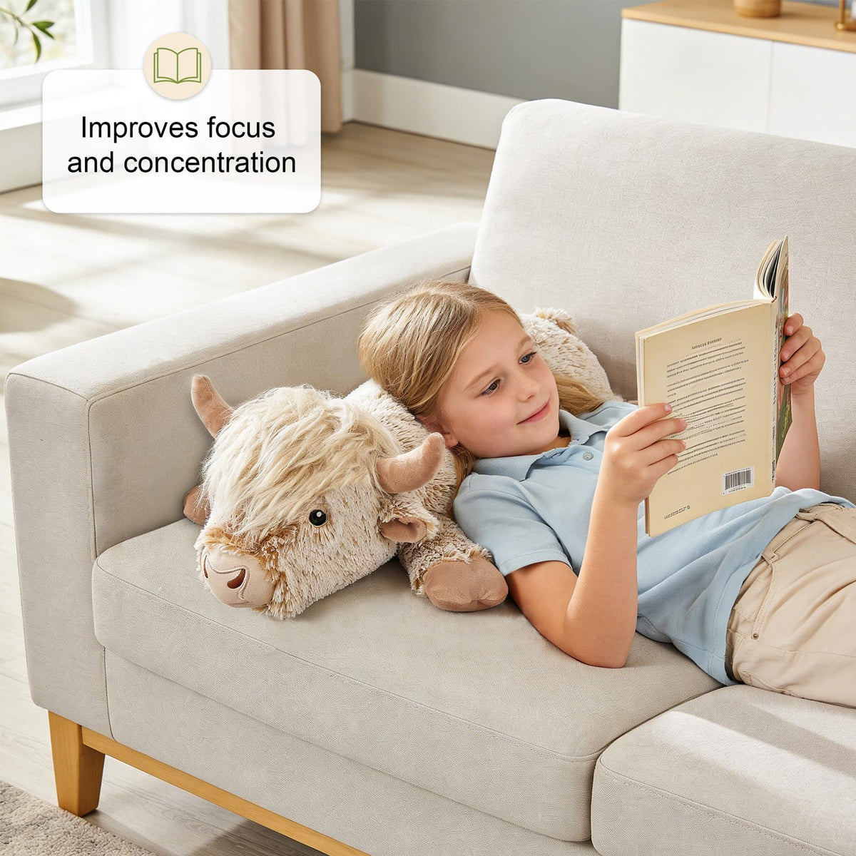 Dutioavg Highland Cow with removable heating pad for adjustable warmth
