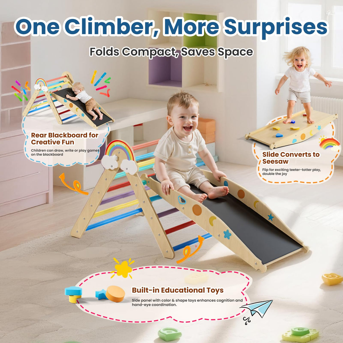 Duwenem climbing wall invites climbing practice and spatial exploration.