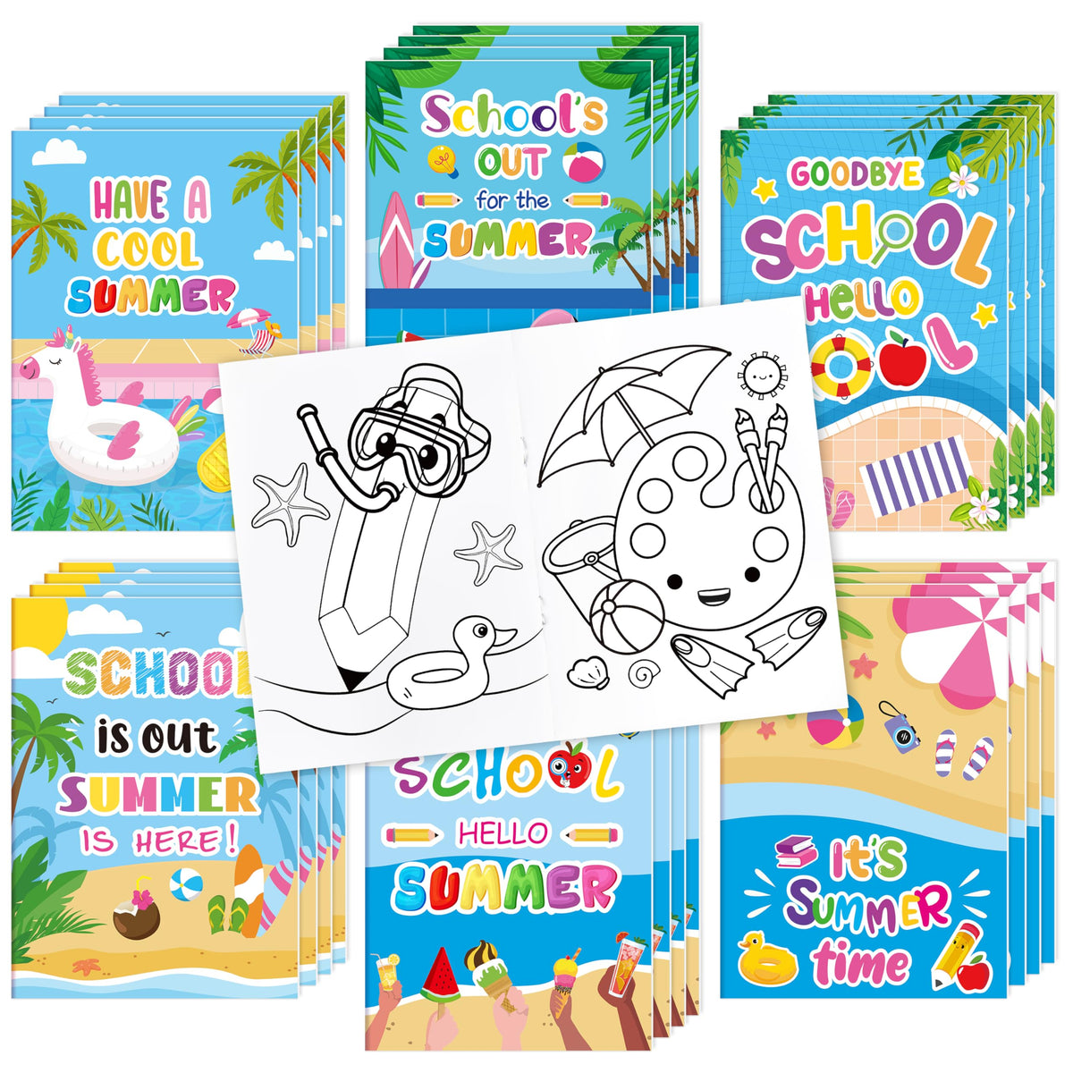 Dvbonike summer beach coloring pages: engaging post-class activity for kids.