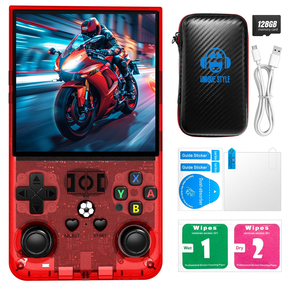 DVJQSN R36MAX front view showcasing portable handheld design for gaming on the go.