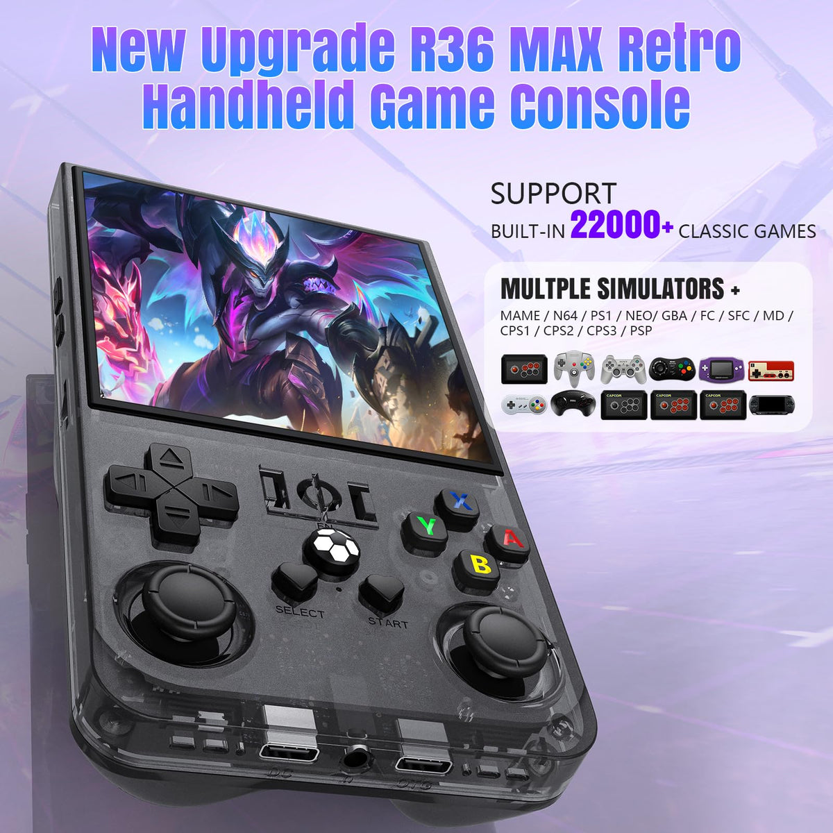 DVJQSN R36MAX close look at the 4-inch IPS display for crisp retro visuals.