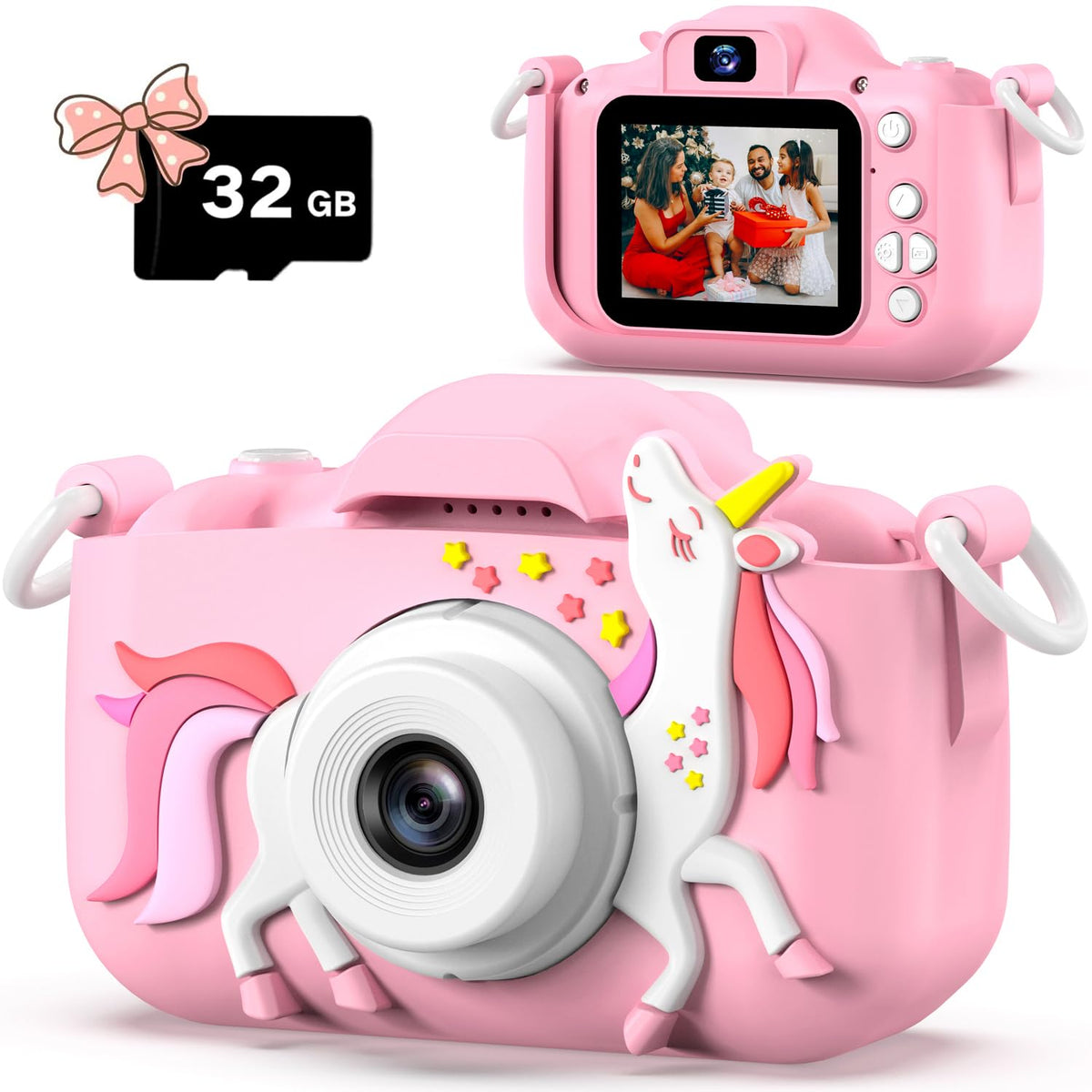Dwfit Upgrade Selfie Kids Camera front view, kid-friendly design for easy photos.