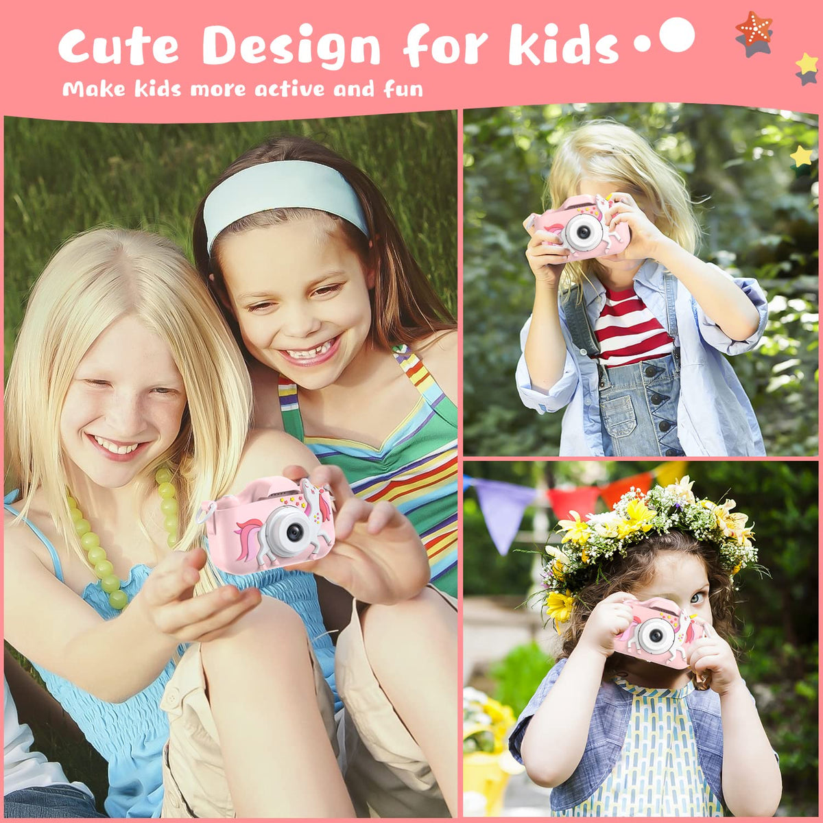 Dwfit Kids Camera in selfie mode suitable for creative play.