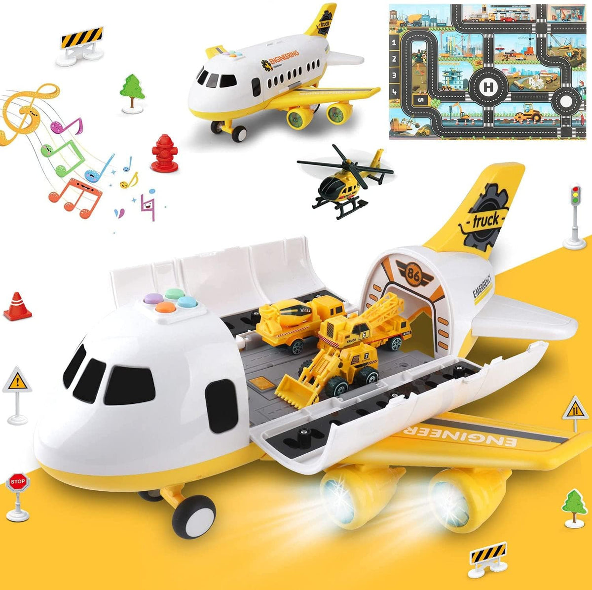 Dwi Dowellin airplane toy with play mat for imaginative airport scenes.