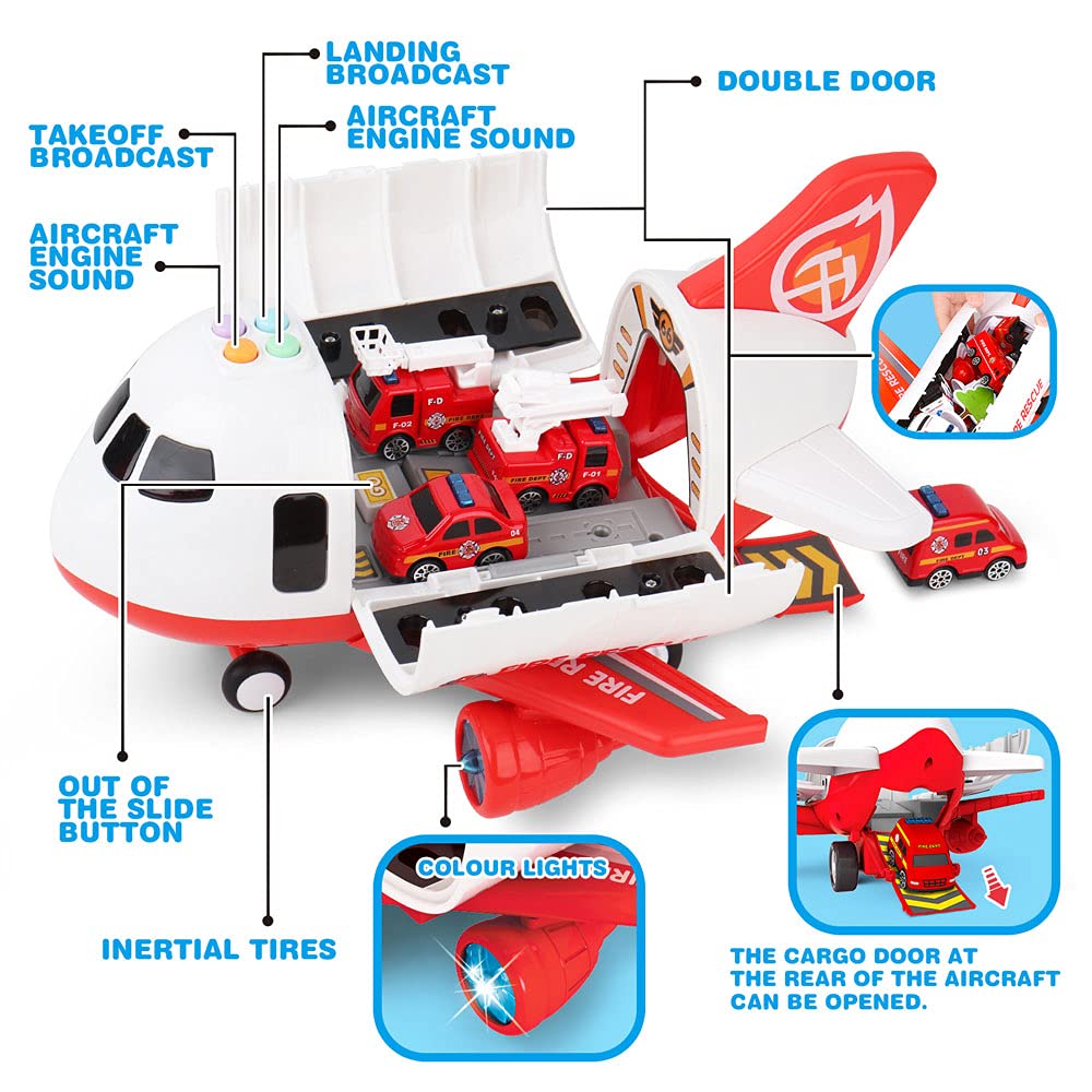 Dwi Dowellin fire ambulance and engine cars on the plane aid storytelling.