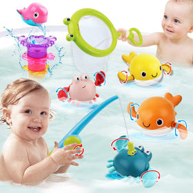 Dwi Dowellin bath toy with magnetic fishing rod for engaging bath-time play.