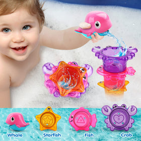 Dwi Dowellin whales and crabs swim when activated during bath time.