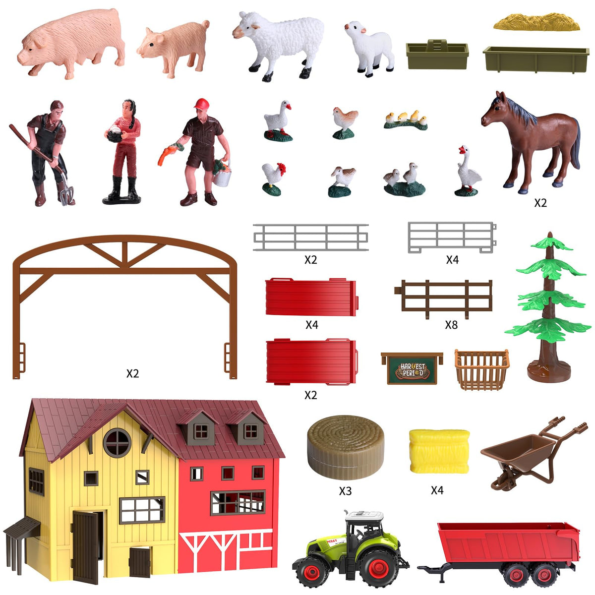 Dwi Dowellin bright farmer figures and accessories enhance storytelling and fine motor skills