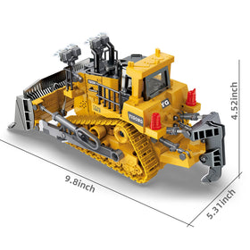 Dwi Dowellin bulldozer metal blade supports sturdy digging action.