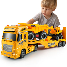 Dwi Dowellin construction carrier truck semi-trailer promotes imaginative play and coordination.