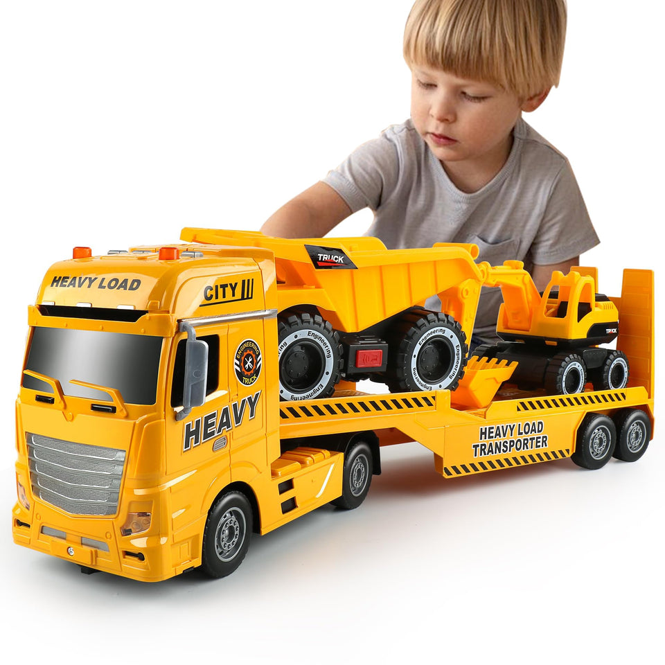 Dwi Dowellin construction carrier truck semi-trailer promotes imaginative play and coordination.