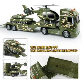 Dwi Dowellin Green Military Big Truck Toys helicopter propeller adds dynamic play.
