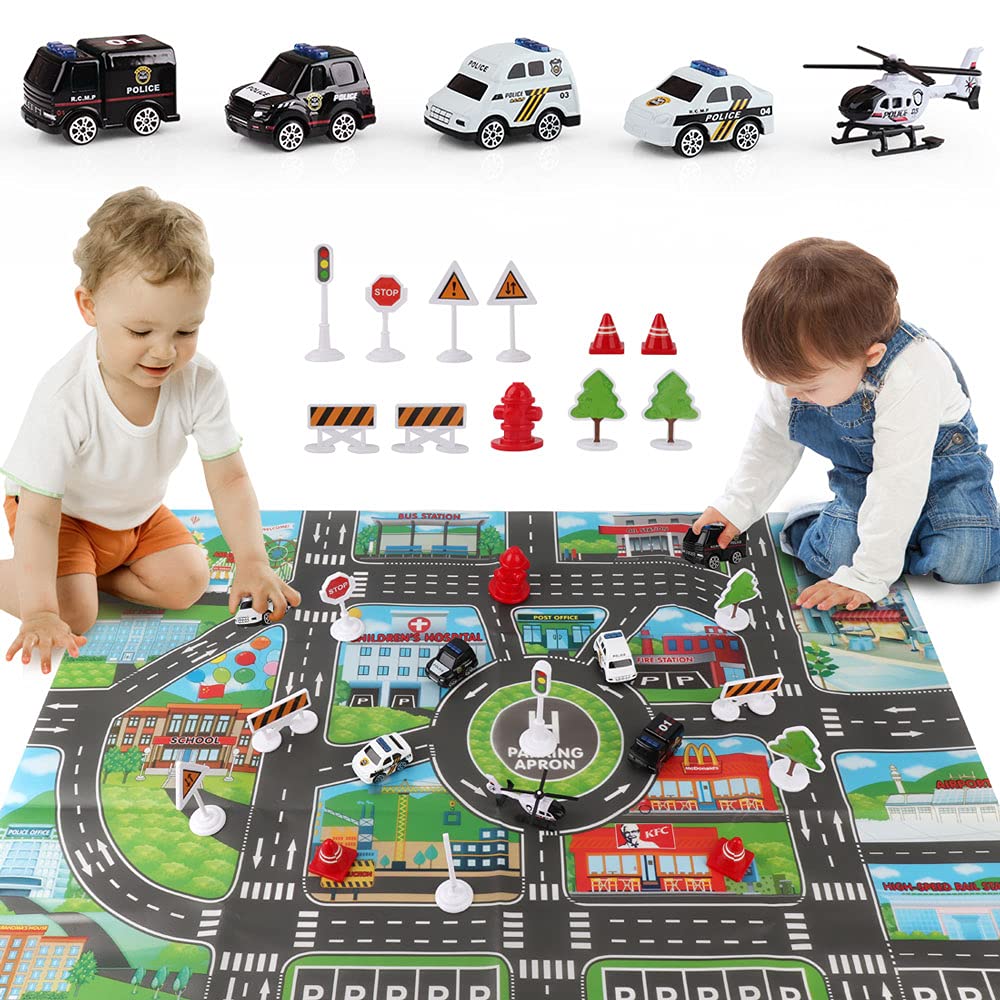 Dwi Dowellin road signs set enhances road safety awareness during play.