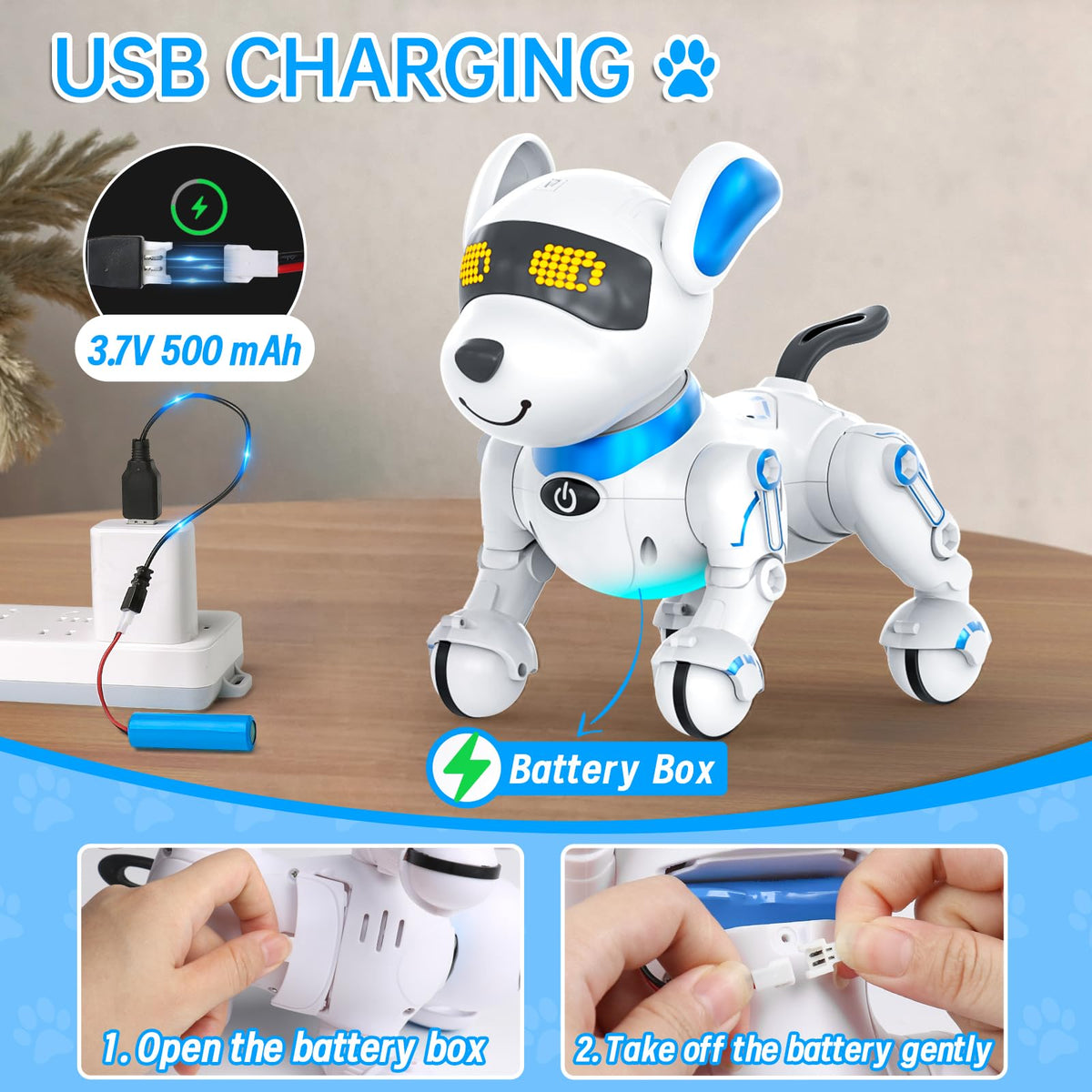 Dwi Dowellin robot dog demonstrating programmable actions to boost creativity