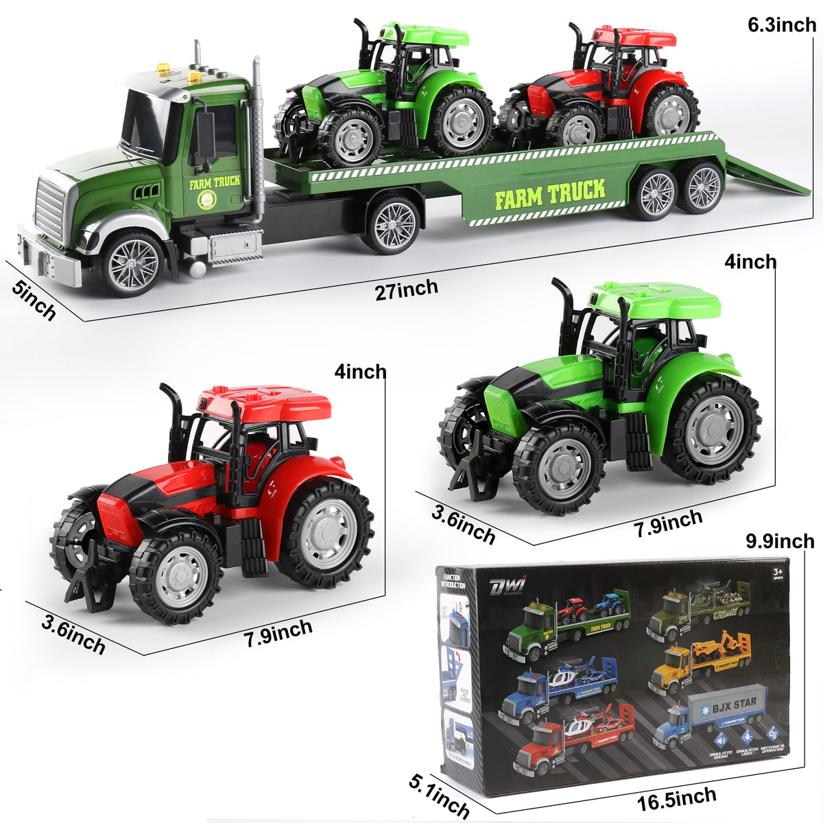Dwi Dowellin 7.9-inch tractors for realistic farm role-play