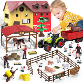 Dwi Dowellin tractor trailer with lights for interactive farm play and storytelling