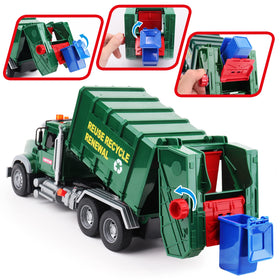 Dwi Dowellin garbage truck side view highlighting friction-powered mobility for outdoor fun
