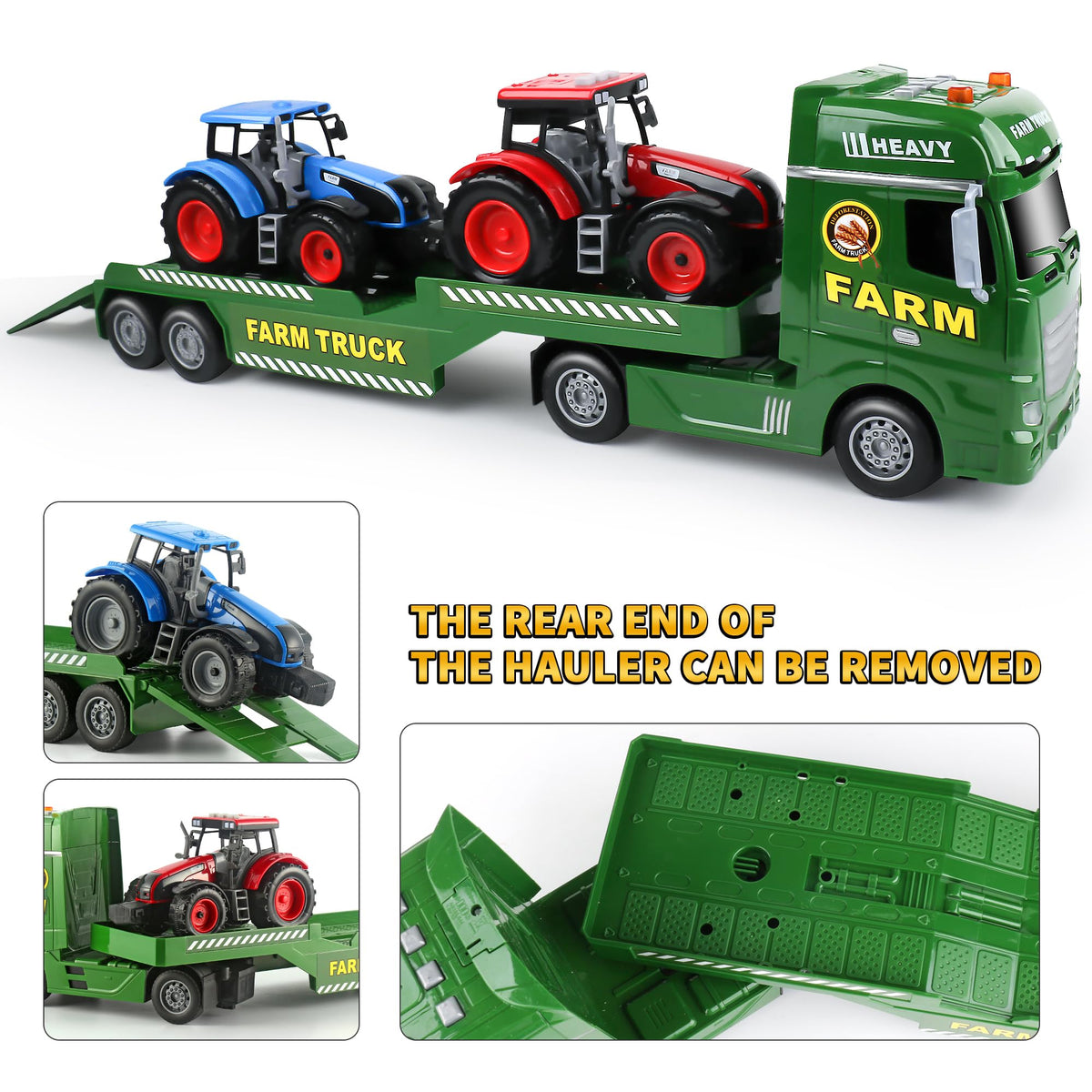 Dwi Dowellin tractor-trailer set with two tractors for cooperative play.