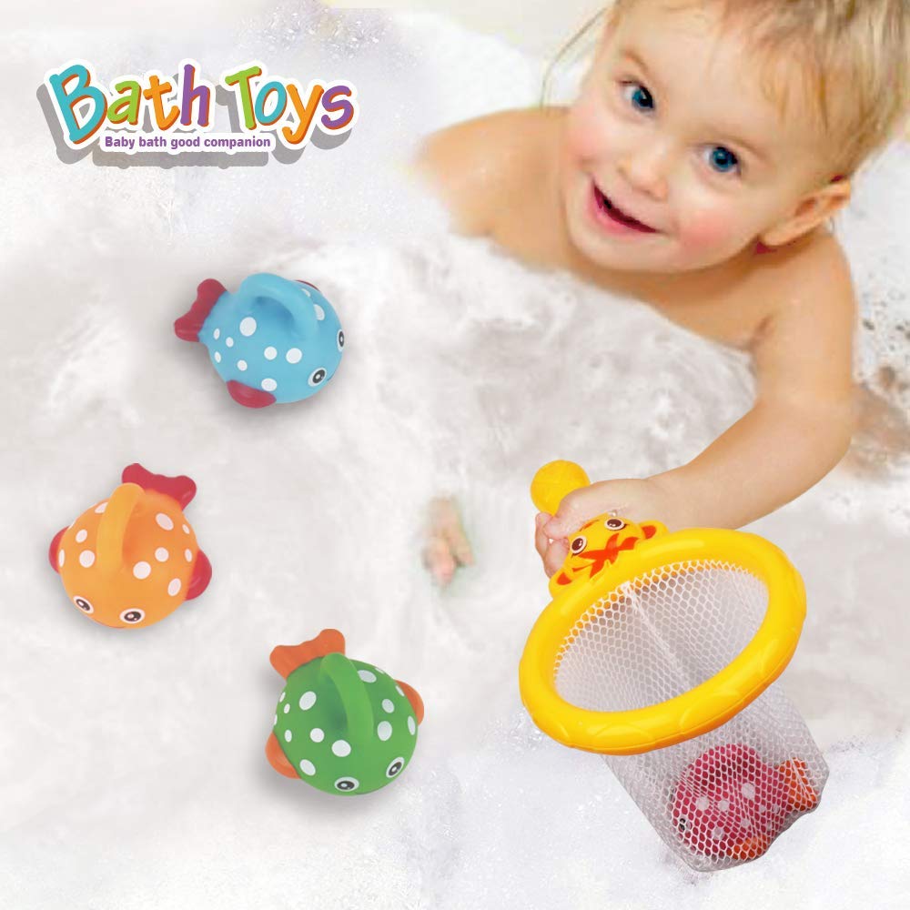 Dwi Dowellin orange fish bath toy enables counting during bath