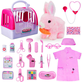 DWMTGS Doctor Kit for Girls with Pink Bunny for imaginative medical role-play