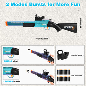 DWMTGS toy gun blue action shot illustrating double-barrel blasting