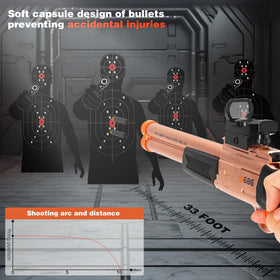 DWMTGS gold shotgun toy highlighting lightweight, portable design for backyard fun.