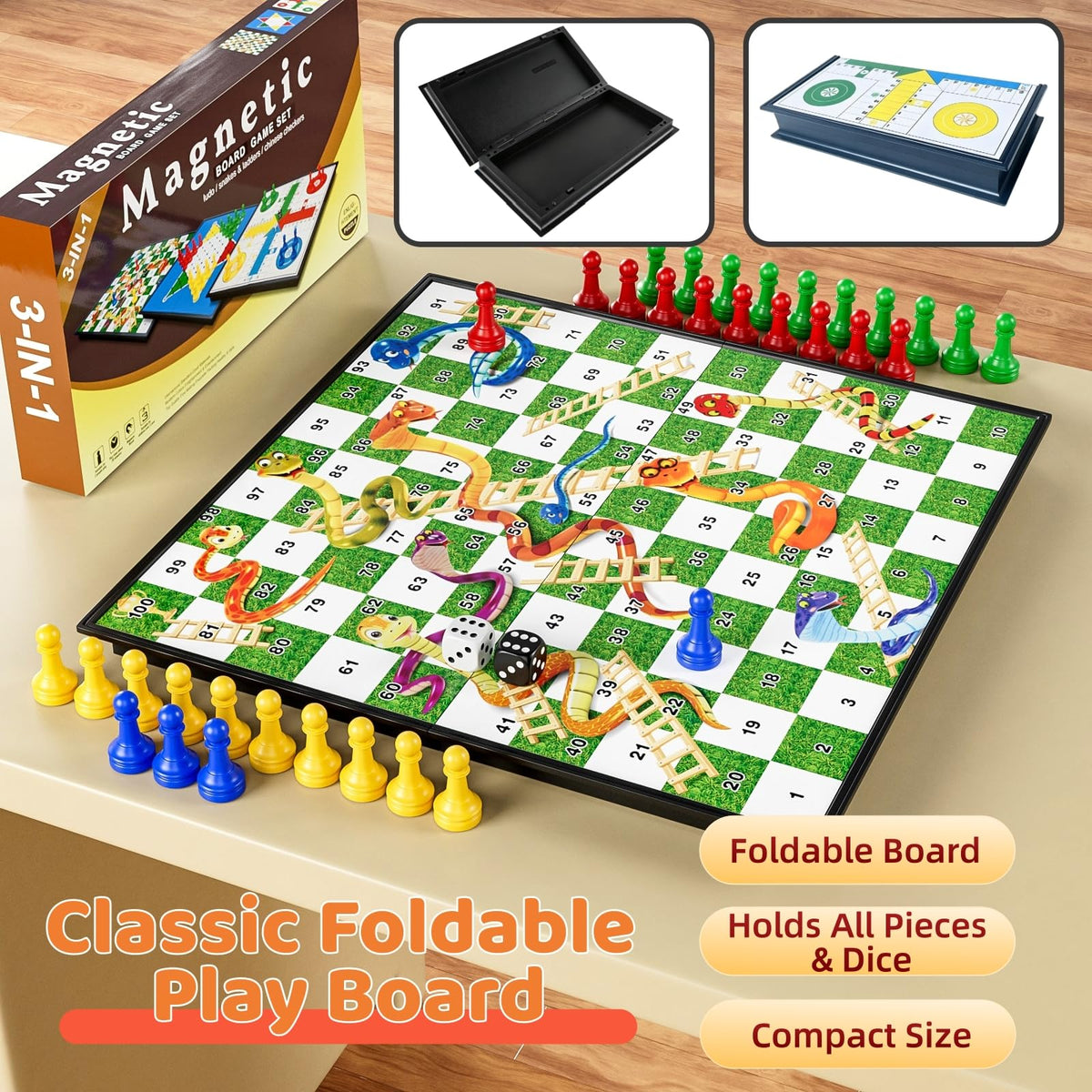 DY-GO folding 12.4-inch board stores all pieces for easy travel storage.