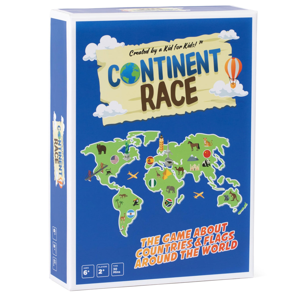DYCE Continent Race game cover featuring a world map and flags for learning