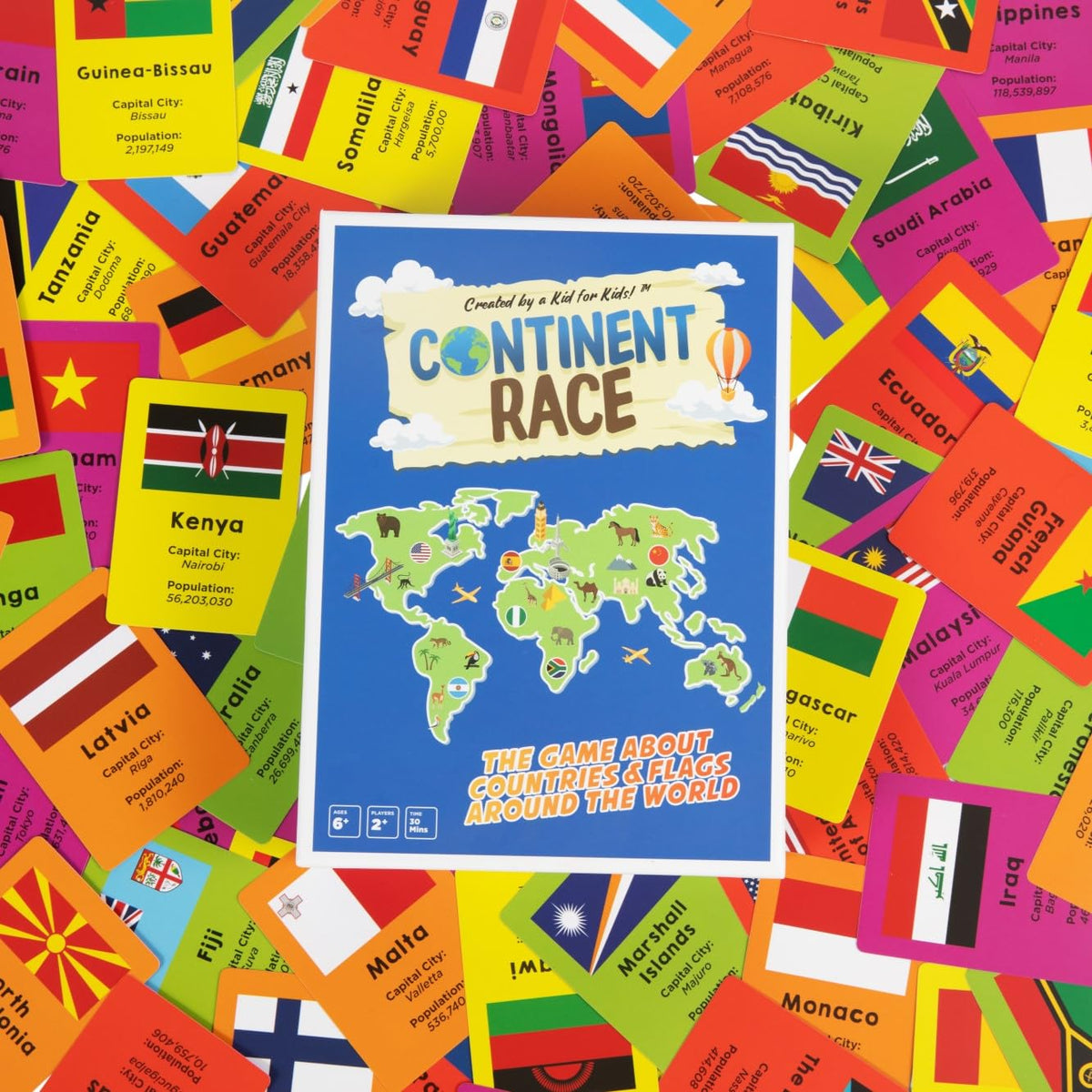 DYCE Continent Race game pieces arranged for engaging family play