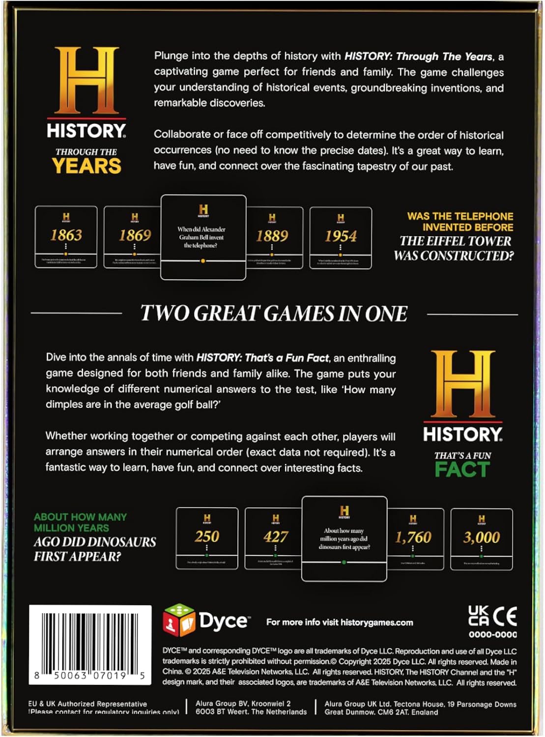 DYCE History Channel 2-in-1 ages 14 and up suitable for gatherings