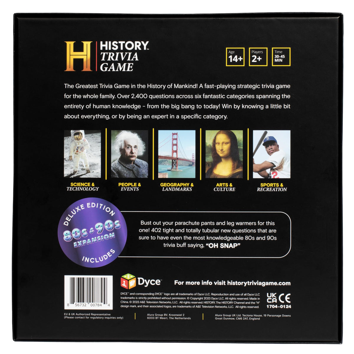 DYCE HISTORY Channel Trivia Deluxe card storage keeps components organized