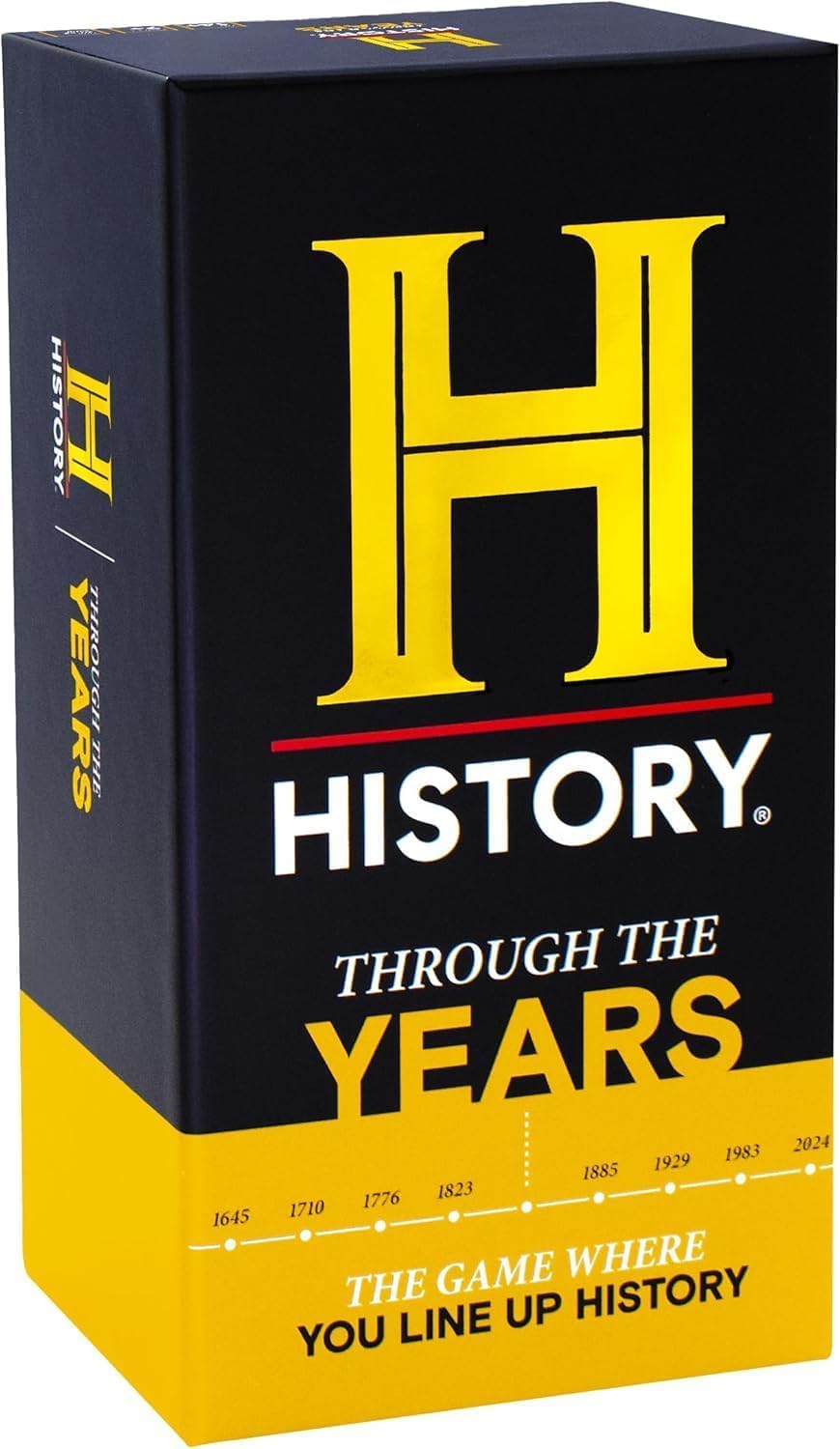 DYCE History Channel Years deck on table for group trivia fun.