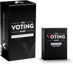 DYCE The Voting Game After Dark expansion unboxing shows contents for lively party reveals.